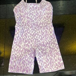 Purple and White Ikat Print Jumpsuit Romper